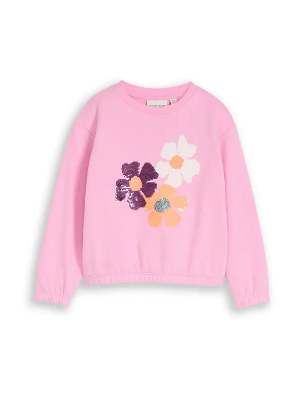 Tom Tailor TOM TAILOR Sweater majica  ljubičasta / narančasta / roza / bijela