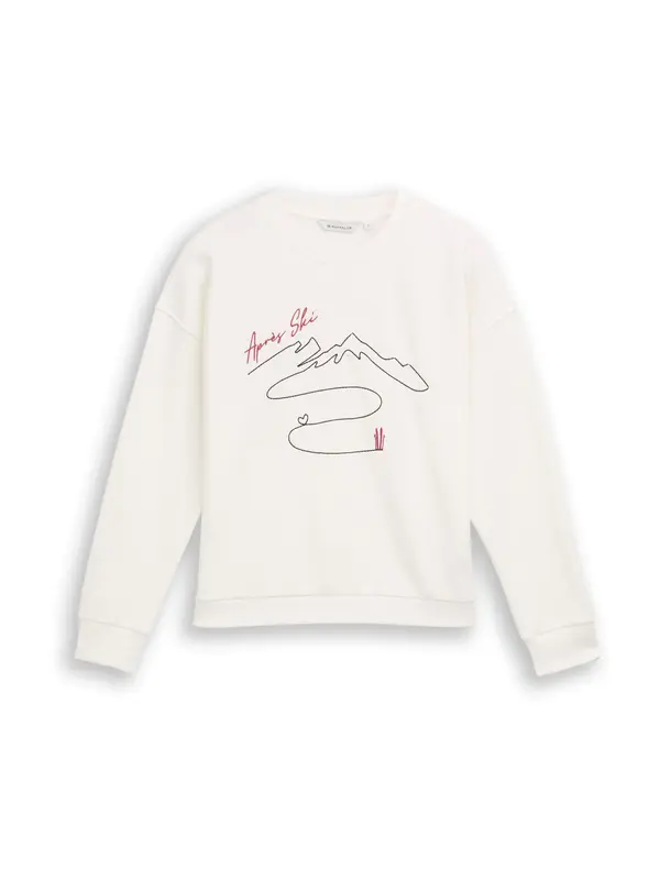 TOM TAILOR TOM TAILOR Sweater majica  magenta / crna / bijela