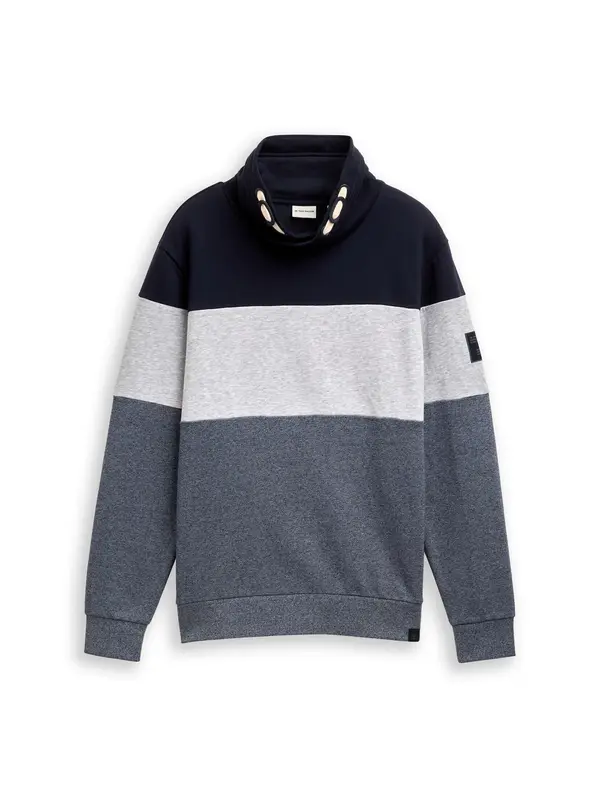 Tom Tailor TOM TAILOR Sweater majica  mornarsko plava / plava melange / siva melange