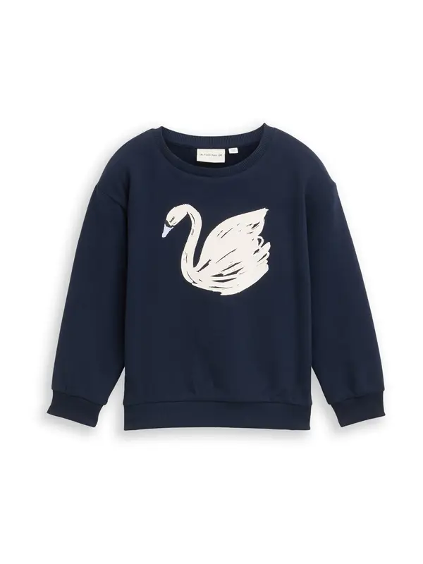 Tom Tailor TOM TAILOR Sweater majica  mornarsko plava / siva / bijela