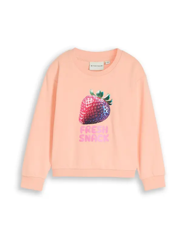 Tom Tailor TOM TAILOR Sweater majica  smaragdno zelena / ljubičasto crvena / breskva / roza