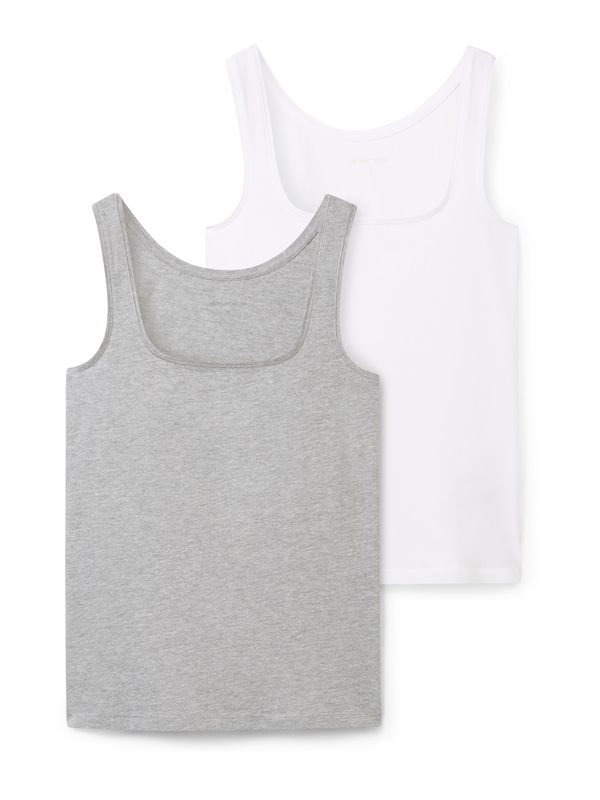 TOM TAILOR TOM TAILOR Top  siva melange / bijela