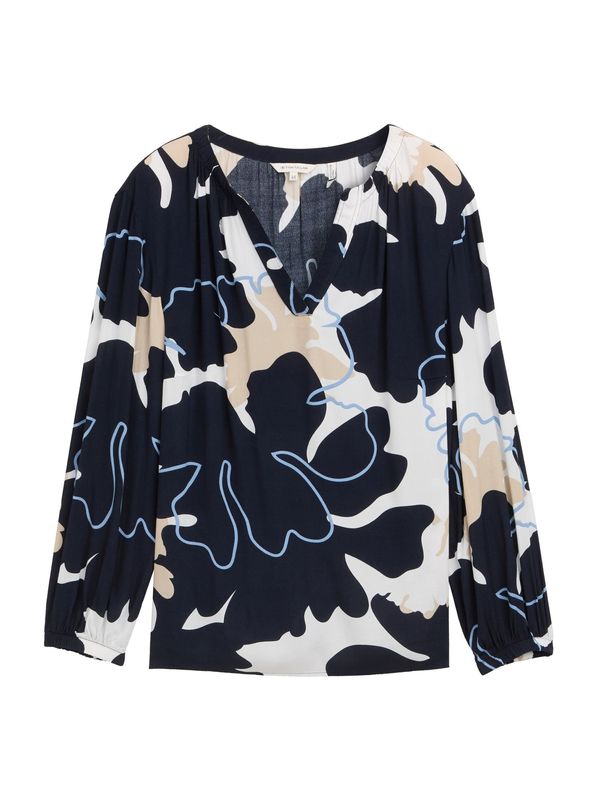 Tom Tailor Women + Tom Tailor Women + Bluza  bež / mornarsko plava / svijetloplava / bijela