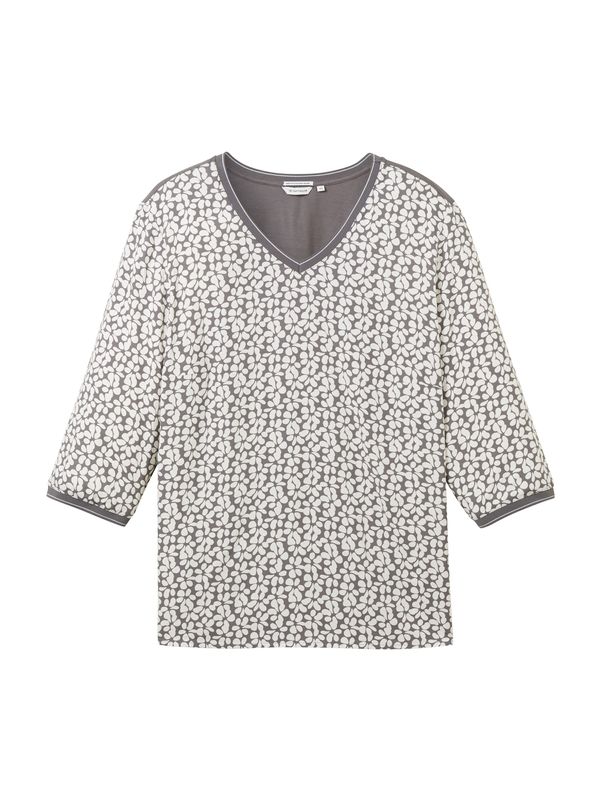 Tom Tailor Women + Tom Tailor Women + Majica  tamo siva / bijela