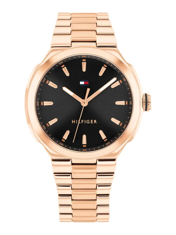TOMMY HILFIGER TOMMY HILFIGER Analogni sat 'GEORGIA'  rozo zlatna / crna