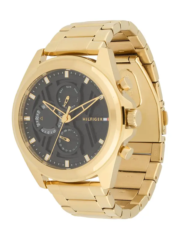 TOMMY HILFIGER TOMMY HILFIGER Analogni sat 'Jax'  zlatna / crna