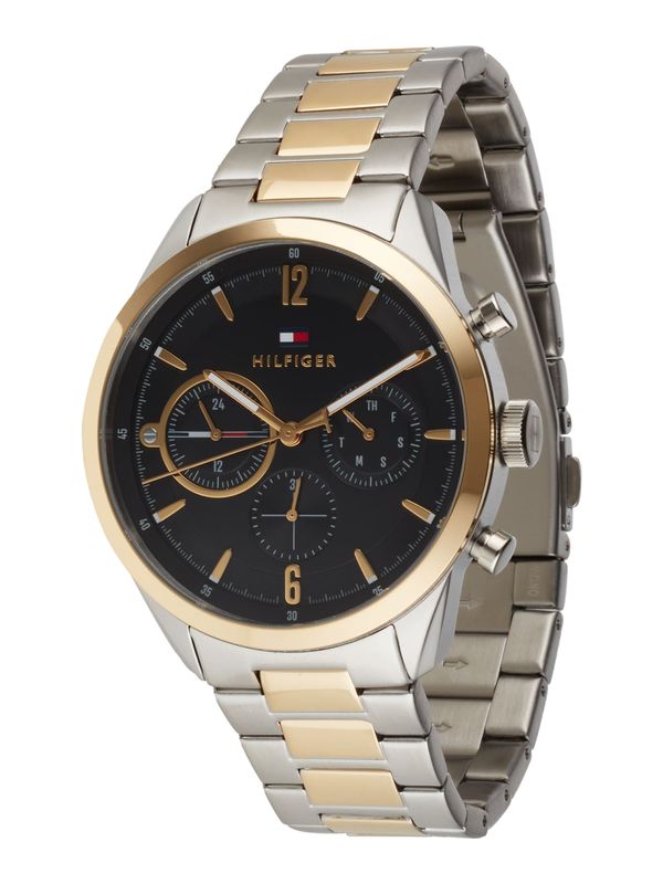 TOMMY HILFIGER TOMMY HILFIGER Analogni sat  zlatna / crna / srebro