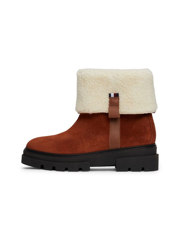 TOMMY HILFIGER TOMMY HILFIGER Čizmice  hrđavo smeđa / vuneno bijela