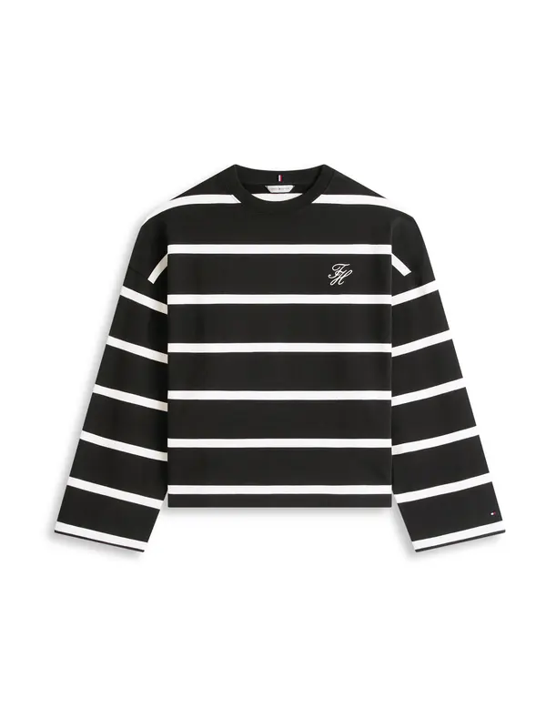 Tommy Hilfiger Curve Tommy Hilfiger Curve Sweater majica  crna / bijela