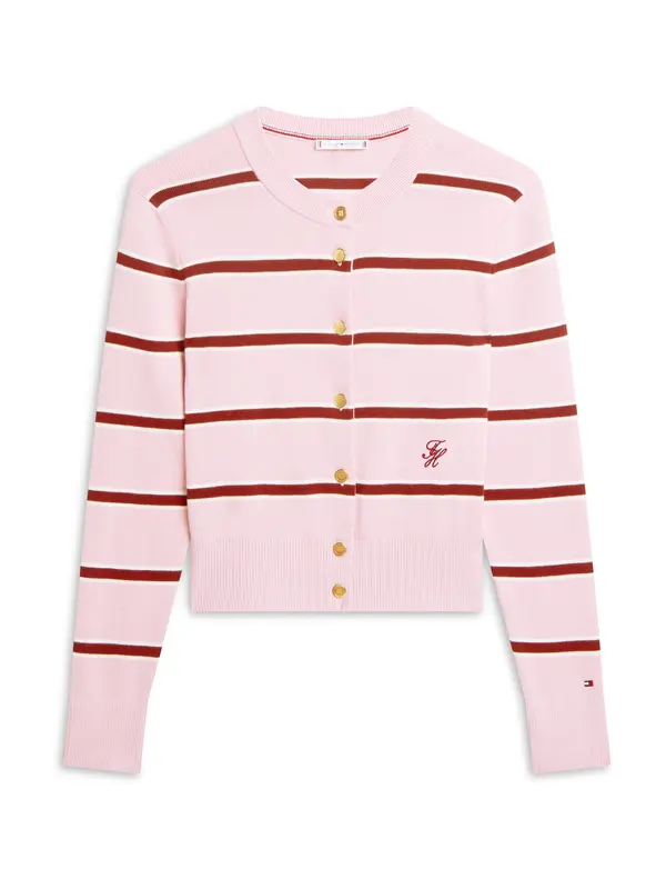 TOMMY HILFIGER TOMMY HILFIGER Kardigan  roza / tamno crvena / bijela