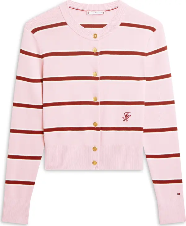 TOMMY HILFIGER TOMMY HILFIGER Kardigan  roza / tamno crvena / bijela
