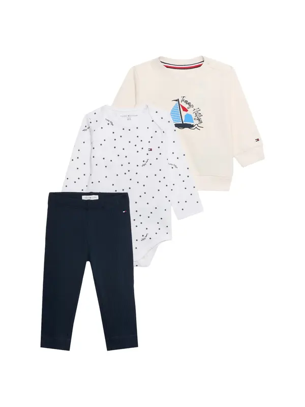 TOMMY HILFIGER TOMMY HILFIGER Komplet  tamno plava / bijela / vuneno bijela
