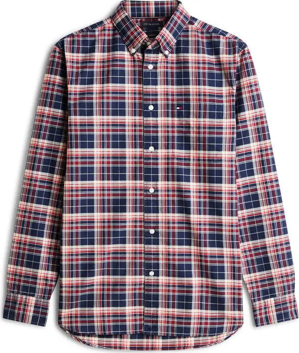 TOMMY HILFIGER TOMMY HILFIGER Košulja 'HERITAGE'  tamno plava / svijetlosiva / tamno crvena