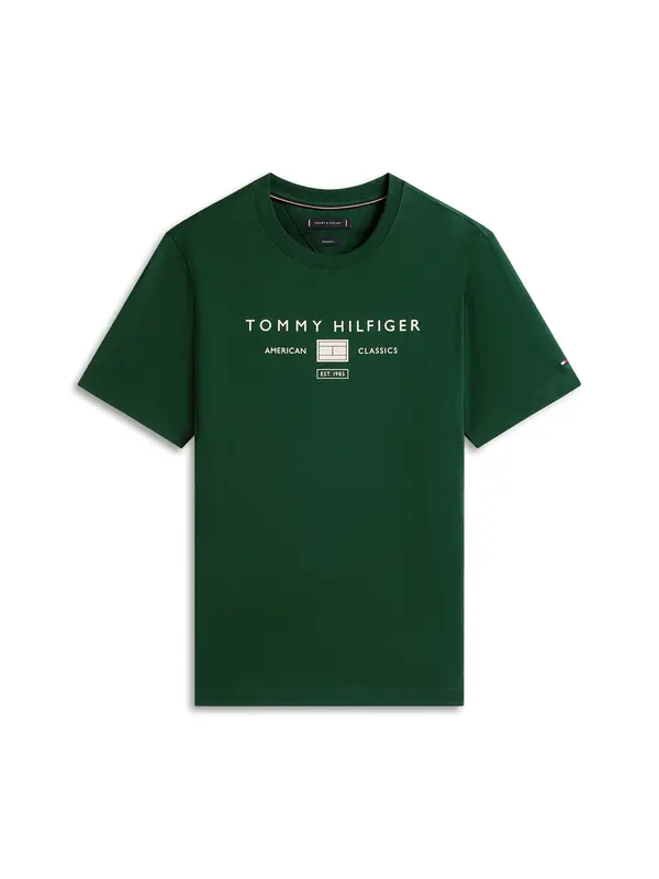 TOMMY HILFIGER TOMMY HILFIGER Majica 'BRAND LOVE'  boja pijeska / zelena
