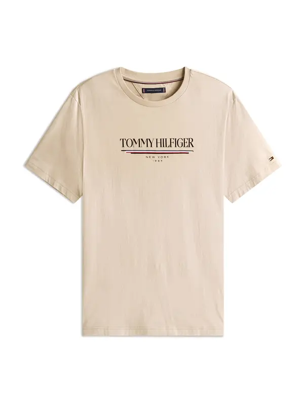 TOMMY HILFIGER TOMMY HILFIGER Majica 'BRAND LOVE'  sivkasto bež / morsko plava / crvena / bijela