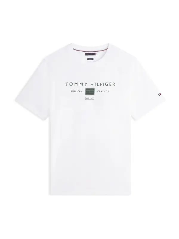 TOMMY HILFIGER TOMMY HILFIGER Majica 'BRAND LOVE'  zelena / bijela