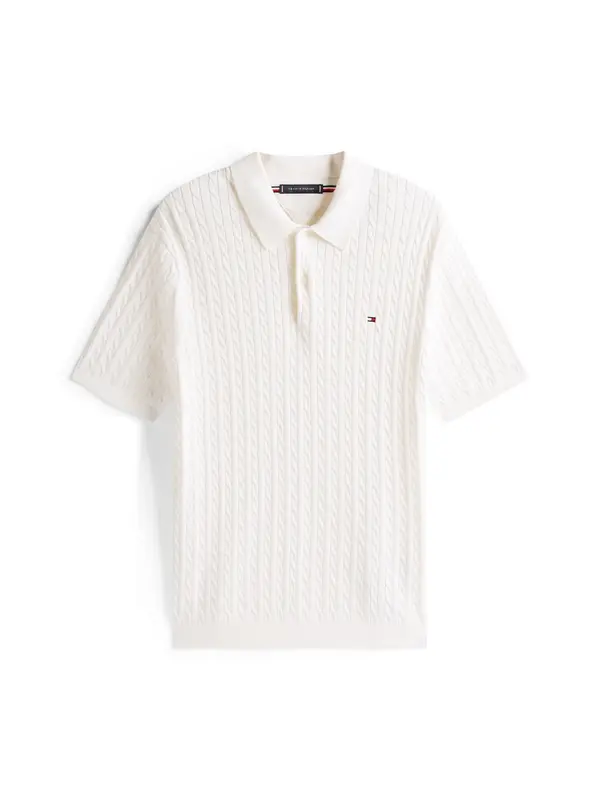 TOMMY HILFIGER TOMMY HILFIGER Majica 'Cable Short Sleeve'  bijela