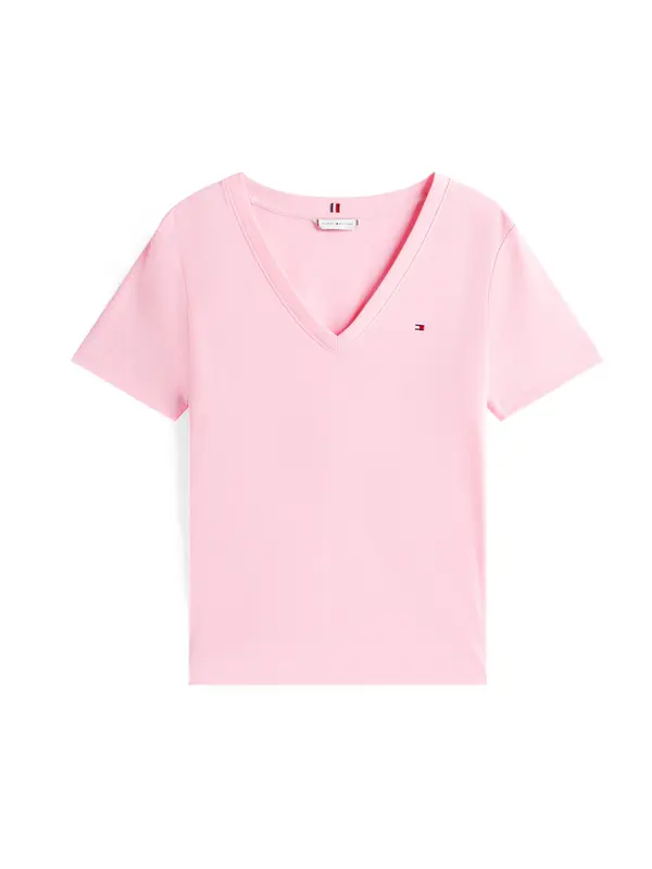 TOMMY HILFIGER TOMMY HILFIGER Majica 'Flag Embroidery Slim'  roza