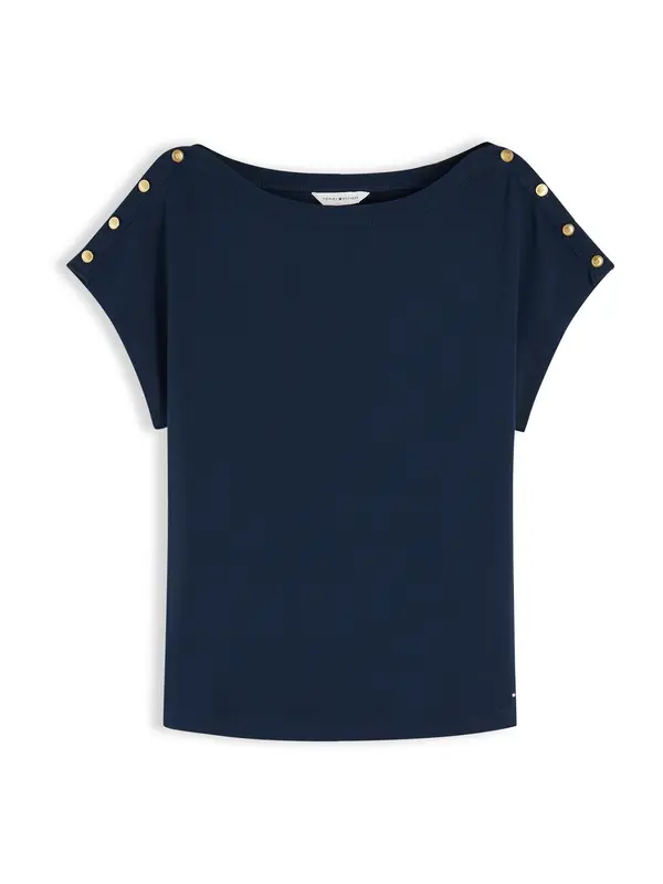 TOMMY HILFIGER TOMMY HILFIGER Majica 'Gold-tone Button'  tamno plava