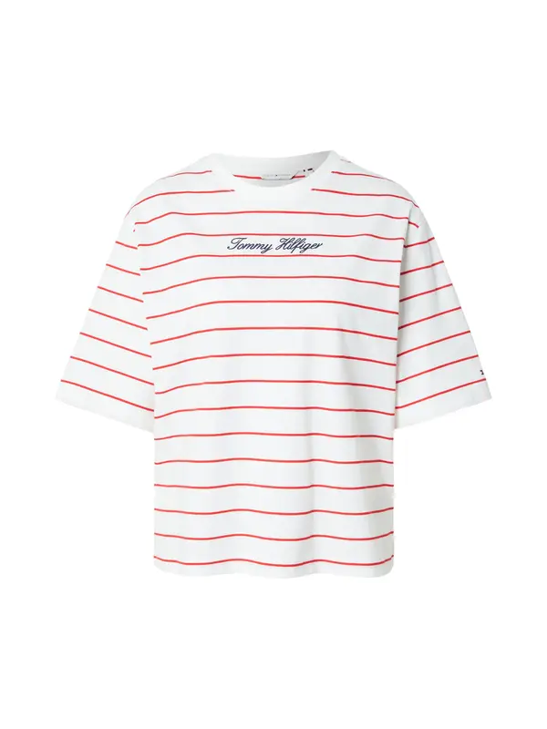 TOMMY HILFIGER TOMMY HILFIGER Majica 'Logo Embroidery Relaxed'  mornarsko plava / crvena / bijela