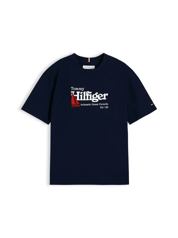 TOMMY HILFIGER TOMMY HILFIGER Majica 'Logo Embroidery'  tamno plava / crvena / bijela