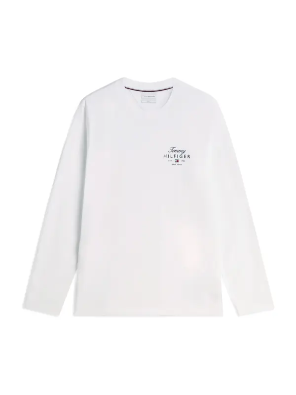 TOMMY HILFIGER TOMMY HILFIGER Majica 'Logo Long Sleeve'  crvena / crna / bijela