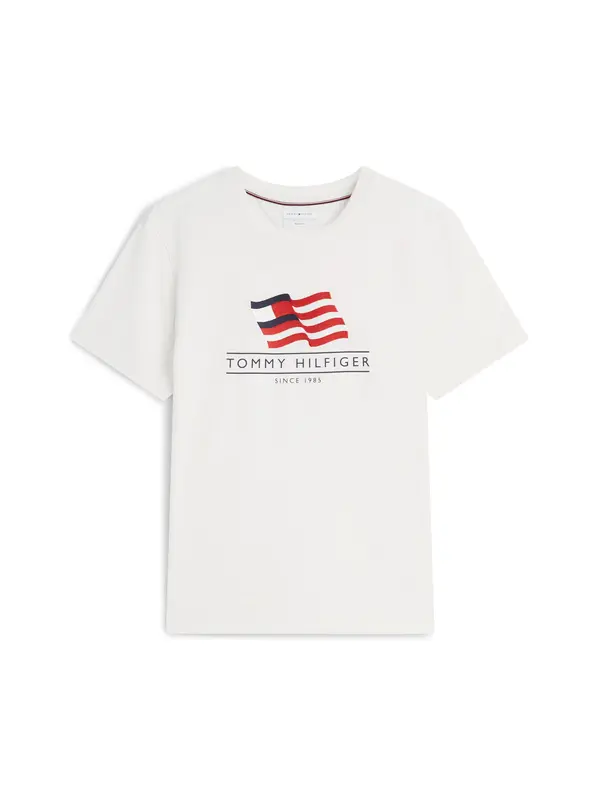 TOMMY HILFIGER TOMMY HILFIGER Majica 'MAIN FLAG'  boja slonovače / mornarsko plava / crvena