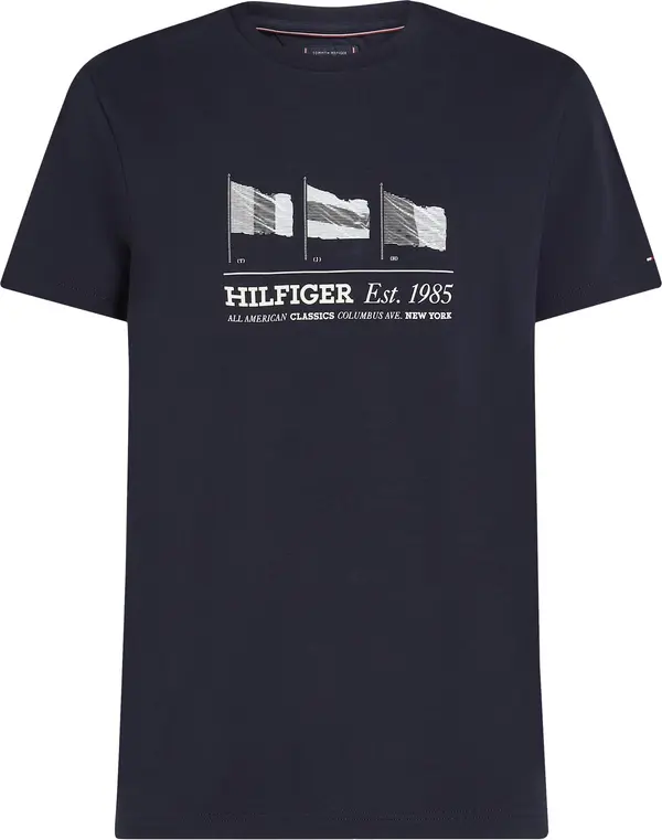 TOMMY HILFIGER TOMMY HILFIGER Majica  mornarsko plava / golublje plava / svijetlosiva / crvena