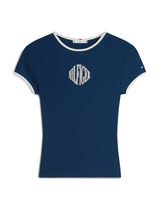 TOMMY HILFIGER TOMMY HILFIGER Majica  mornarsko plava / puder roza / bijela