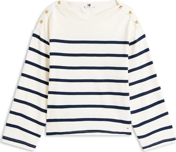 TOMMY HILFIGER TOMMY HILFIGER Majica  mornarsko plava / vuneno bijela
