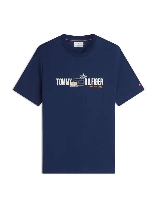 TOMMY HILFIGER TOMMY HILFIGER Majica  mornarsko plava / zlatno žuta / bijela