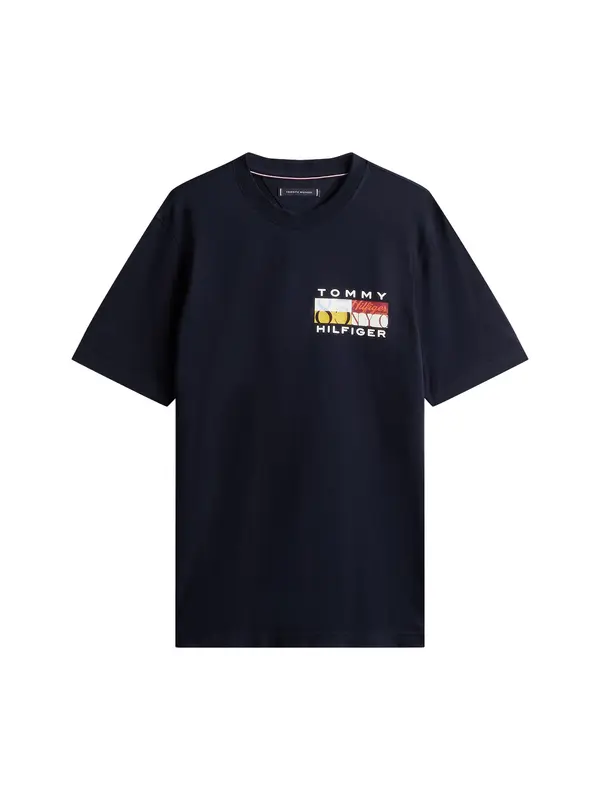TOMMY HILFIGER TOMMY HILFIGER Majica  morsko plava / narančasto žuta / crvena / bijela