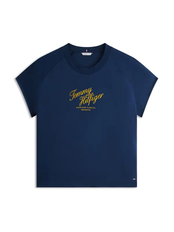 TOMMY HILFIGER TOMMY HILFIGER Majica  morsko plava / narančasto žuta