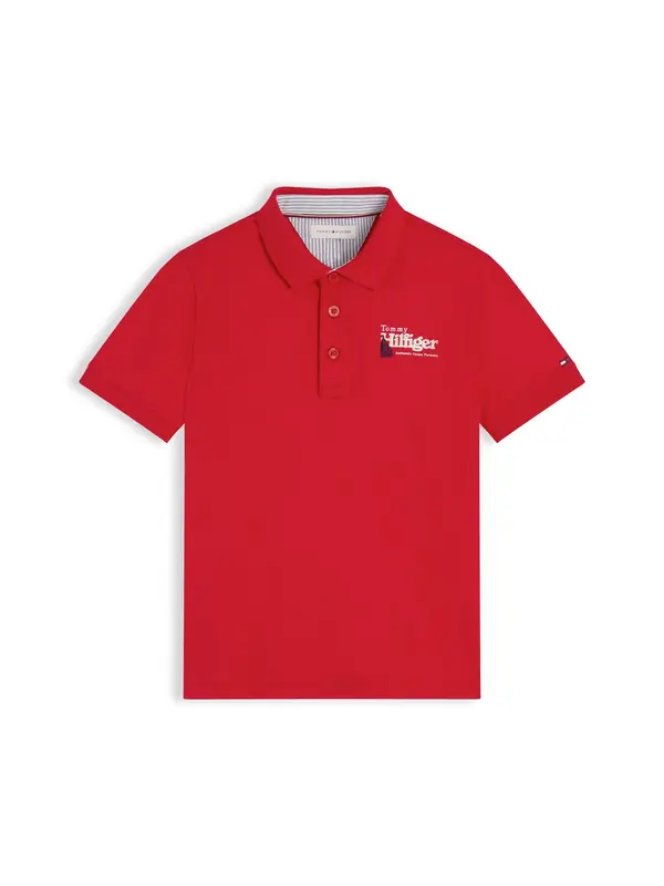 TOMMY HILFIGER TOMMY HILFIGER Majica 'Regular Fit Graphic Embroidery'  crvena / bijela