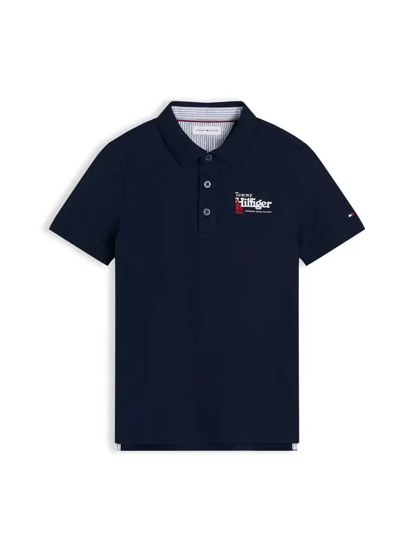 TOMMY HILFIGER TOMMY HILFIGER Majica 'Regular Fit Graphic Embroidery'  mornarsko plava / crvena / bijela