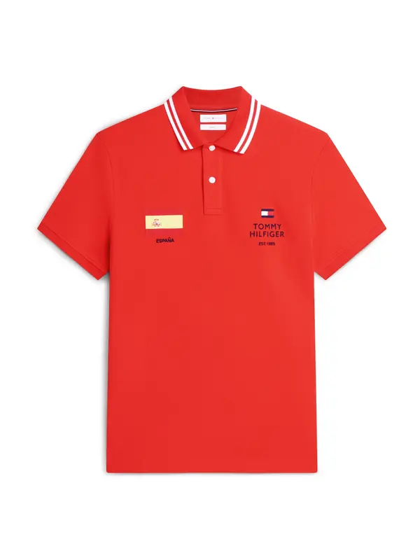 TOMMY HILFIGER TOMMY HILFIGER Majica 'STANDARD COUNTRY SPAIN'  morsko plava / crvena