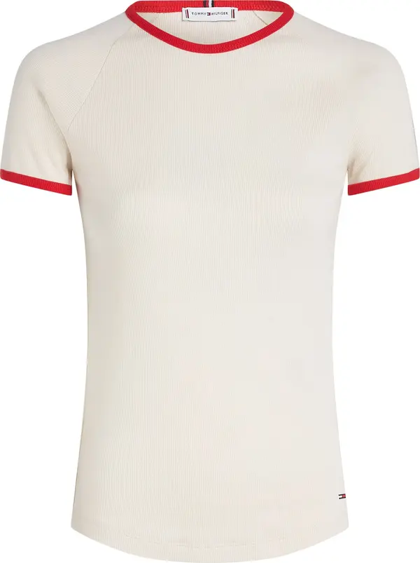 TOMMY HILFIGER TOMMY HILFIGER Majica  svijetlobež / crvena