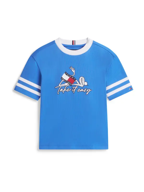 TOMMY HILFIGER TOMMY HILFIGER Majica 'Take It Easy'  azur / crvena / bijela