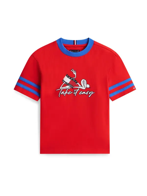 TOMMY HILFIGER TOMMY HILFIGER Majica 'TAKE IT EASY'  azur / crvena / crna / bijela