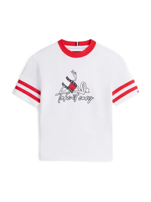 TOMMY HILFIGER TOMMY HILFIGER Majica 'TAKE IT EASY'  crvena / crna / bijela