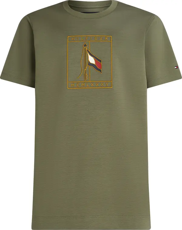 TOMMY HILFIGER TOMMY HILFIGER Majica  žuta / maslinasta / crvena / bijela