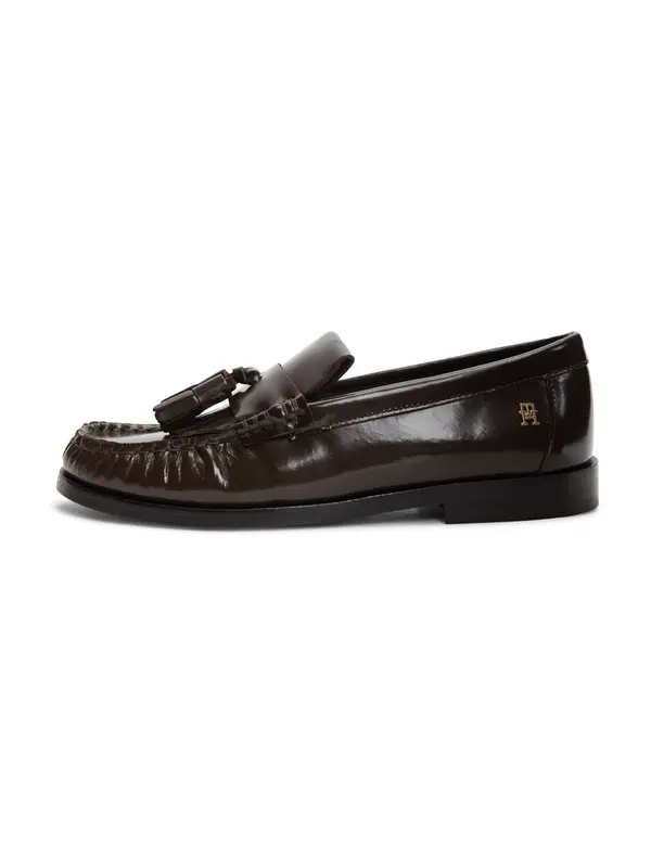 TOMMY HILFIGER TOMMY HILFIGER Mokasinke 'TH Monogram Tassel'  tamno smeđa