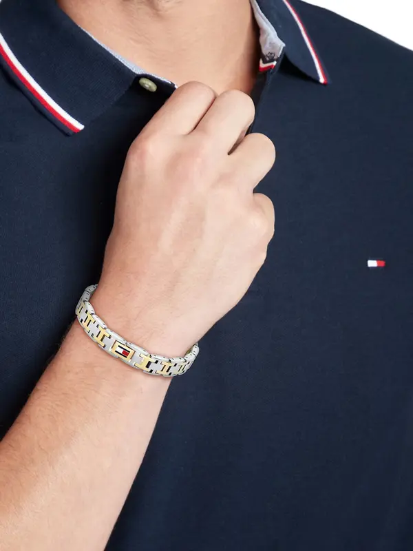 TOMMY HILFIGER TOMMY HILFIGER Narukvica 'H-Link'  zlatna / srebro
