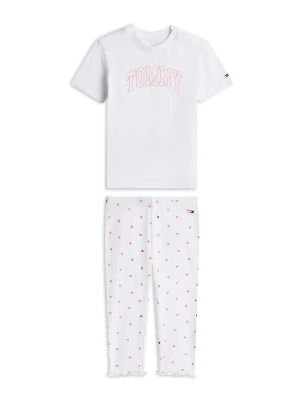 TOMMY HILFIGER TOMMY HILFIGER Pidžama set  mornarsko plava / svijetloroza / crvena / bijela