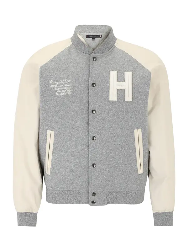 TOMMY HILFIGER TOMMY HILFIGER Prijelazna jakna 'VARSITY'  boja pijeska / siva melange / bijela