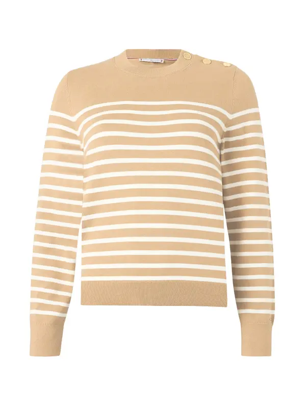 TOMMY HILFIGER TOMMY HILFIGER Pulover  boja devine dlake (camel) / bijela