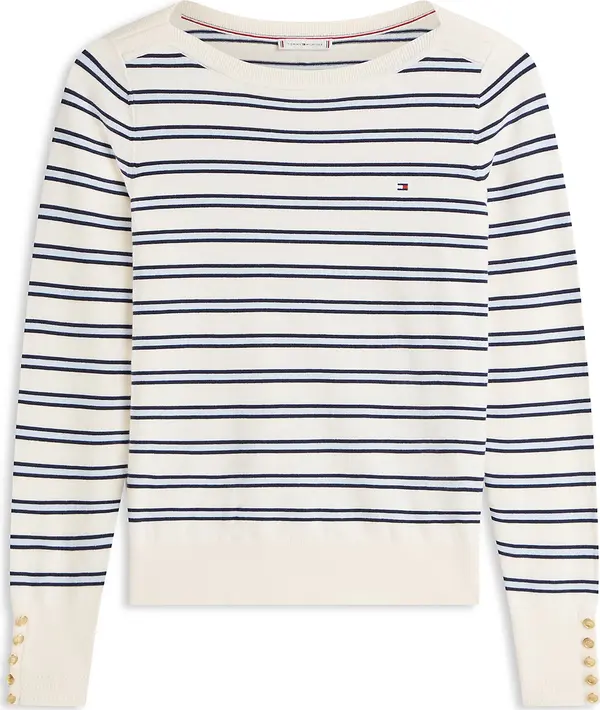 TOMMY HILFIGER TOMMY HILFIGER Pulover  svijetlobež / mornarsko plava / bijela