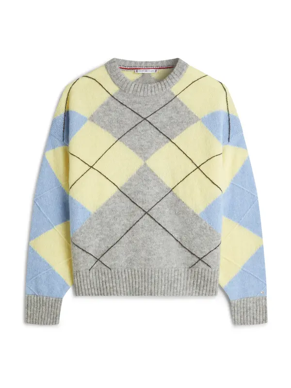 TOMMY HILFIGER TOMMY HILFIGER Pulover  svijetloplava / žuta / siva melange / crna