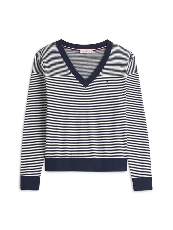 TOMMY HILFIGER TOMMY HILFIGER Pulover  tamno plava / bijela