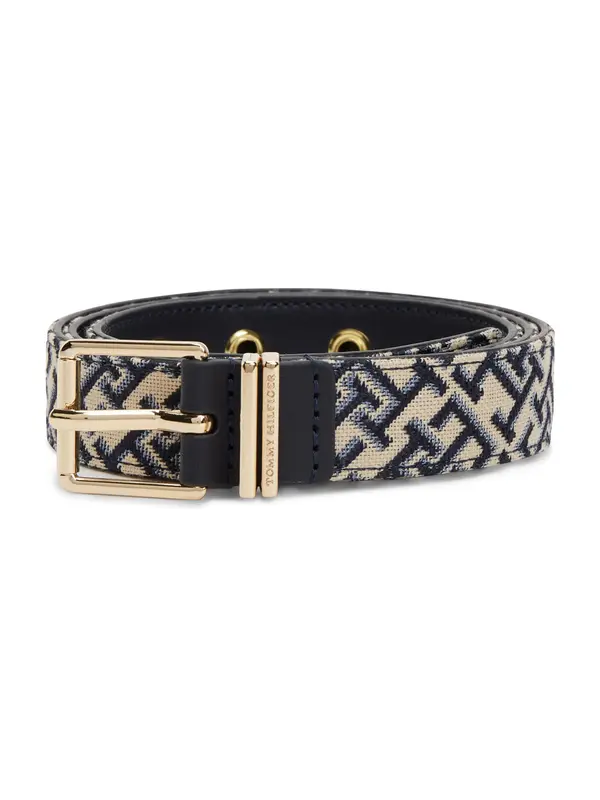TOMMY HILFIGER TOMMY HILFIGER Remen  sivkasto bež / morsko plava / opal / zlatna
